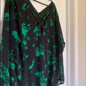 Torrid Black with Green Flowered Blouse